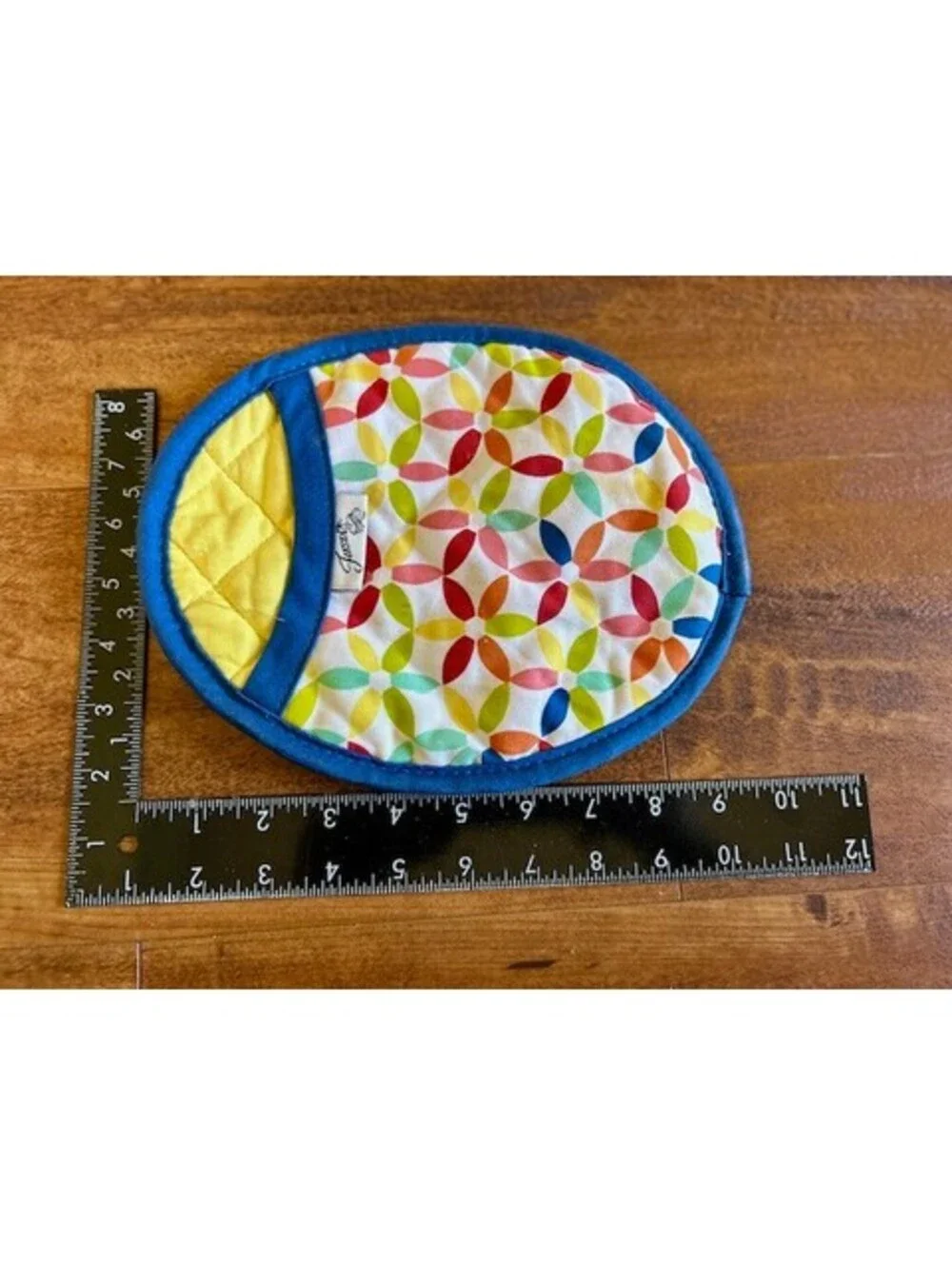 Fiesta Colorful Quilted Pot Holder with Blue Trim